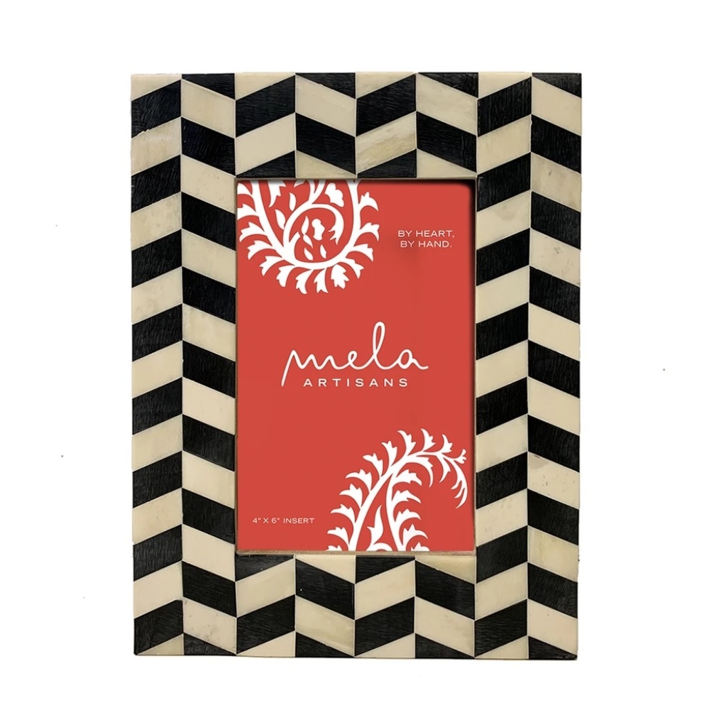 Mela Artisans Black & Off White Herringbone Frame